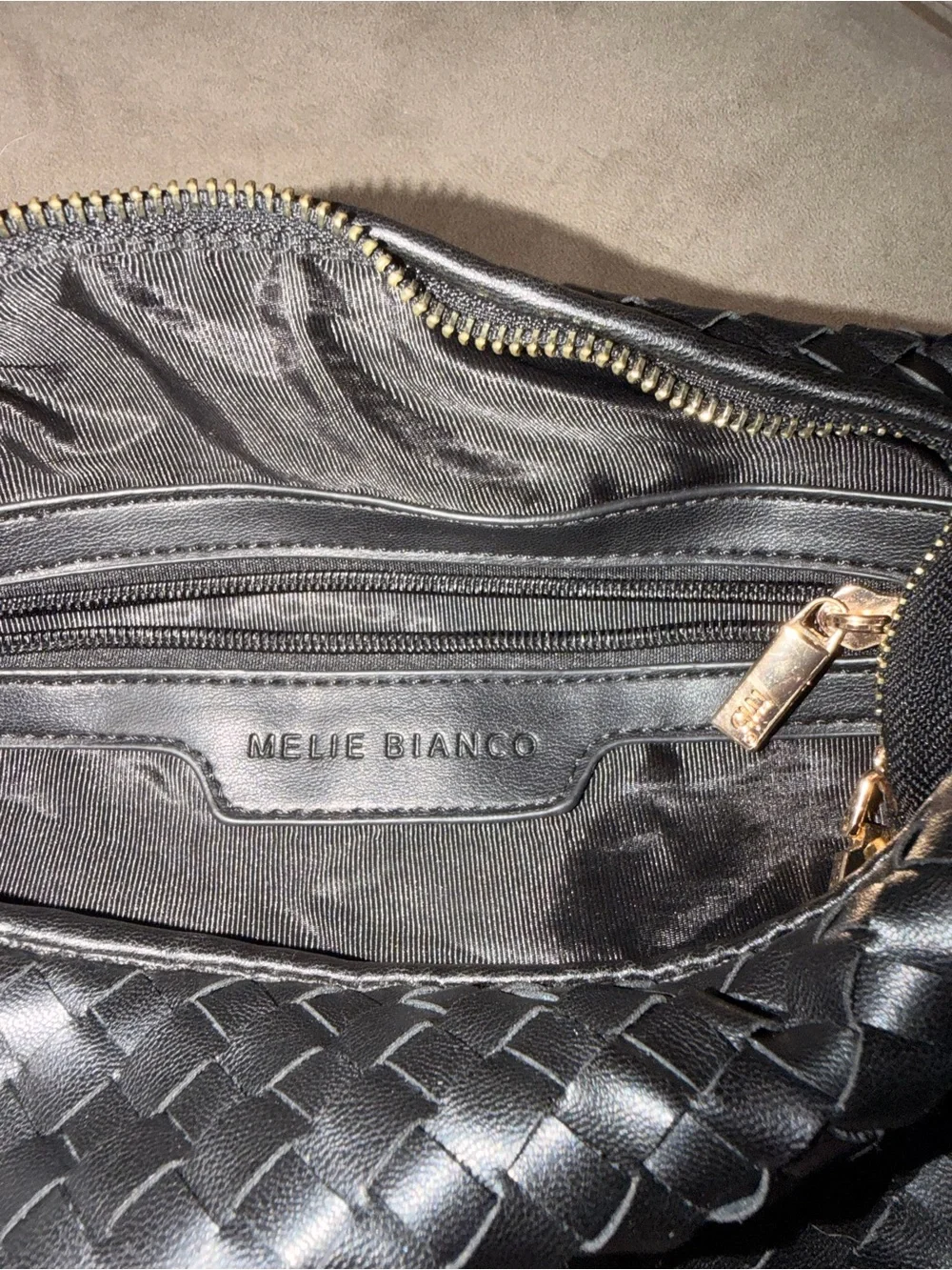 Melie Bianco Knotted Woven Vegan Leather Hobo Bag Large